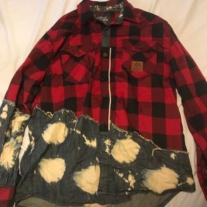 Black & red plaid button down shirt with denim
